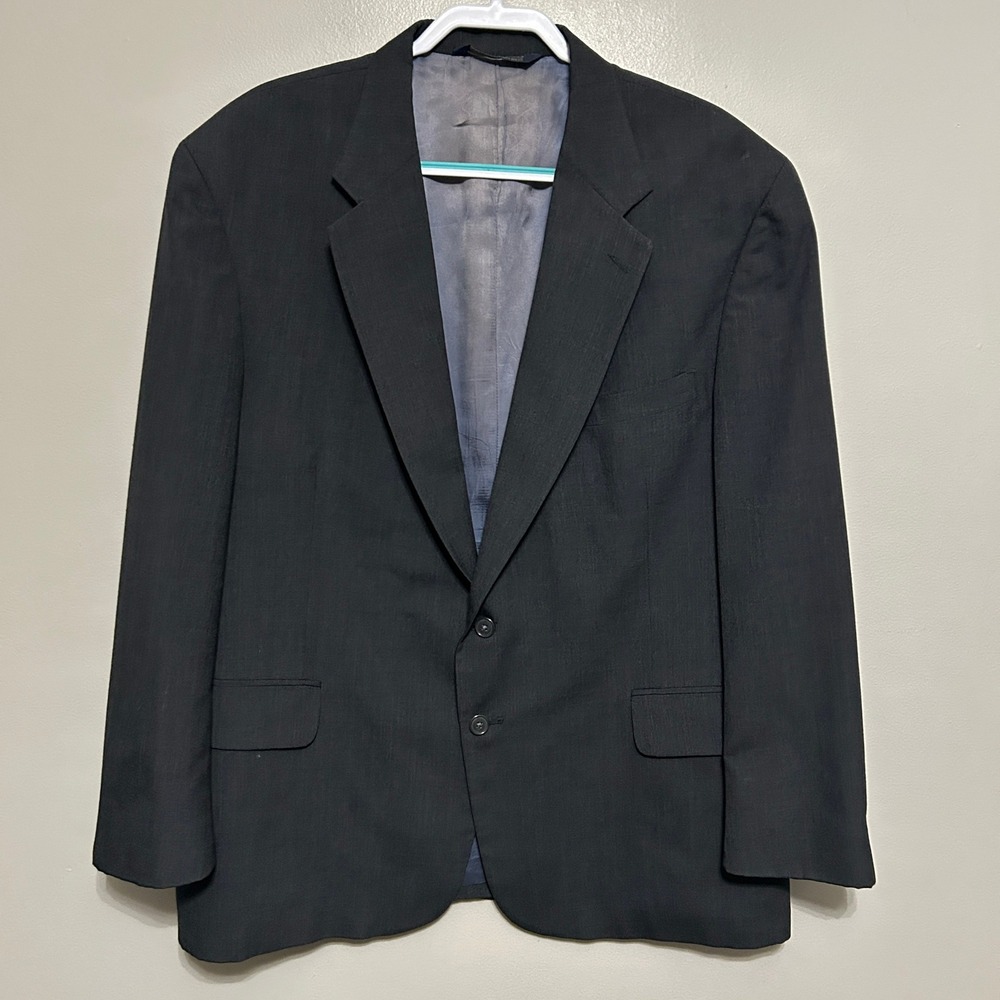 Lands End Blazer Mens 48R Charcoal Grey Two Button Jacket USA Preppy Old Luxury